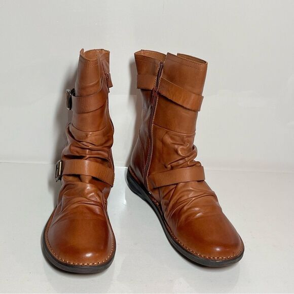 Miz Mooz Pasha Wide Width Leather Buckled Mid Boots - Picture 3 of 7